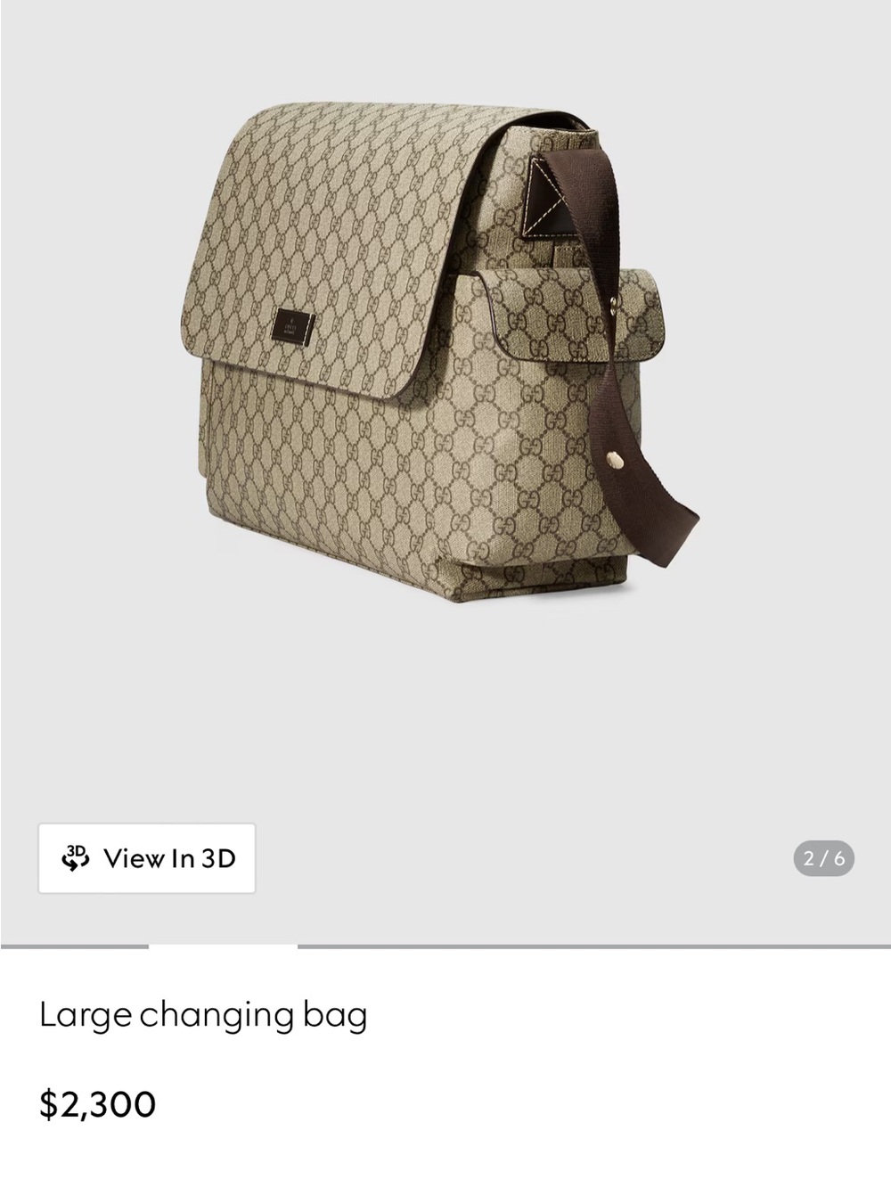 Gucci Beige Monogram Messenger Bag with Brown Strap - Picture 2 of 8